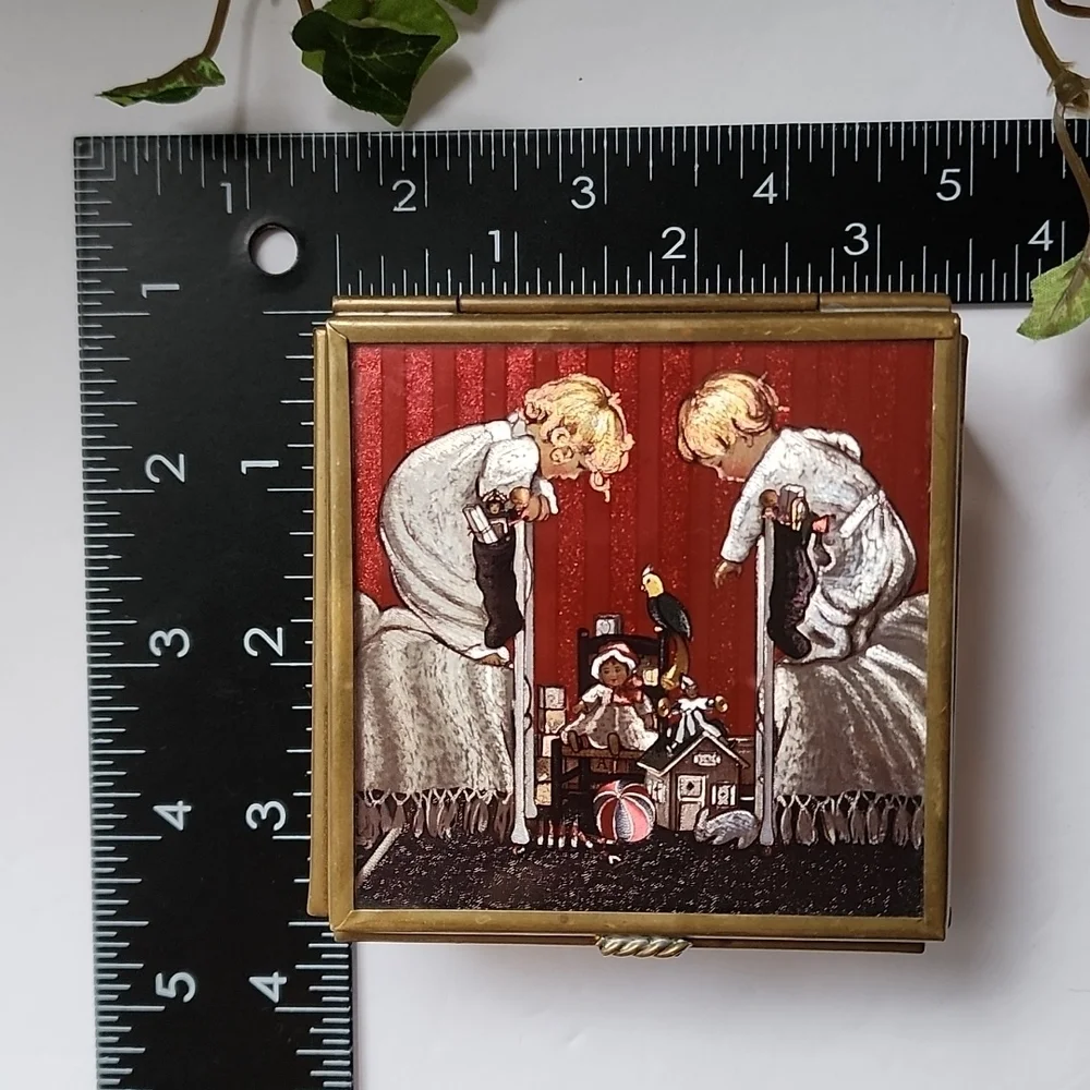 Vintage Art Deco Enesco Glass Brass Trinket Box